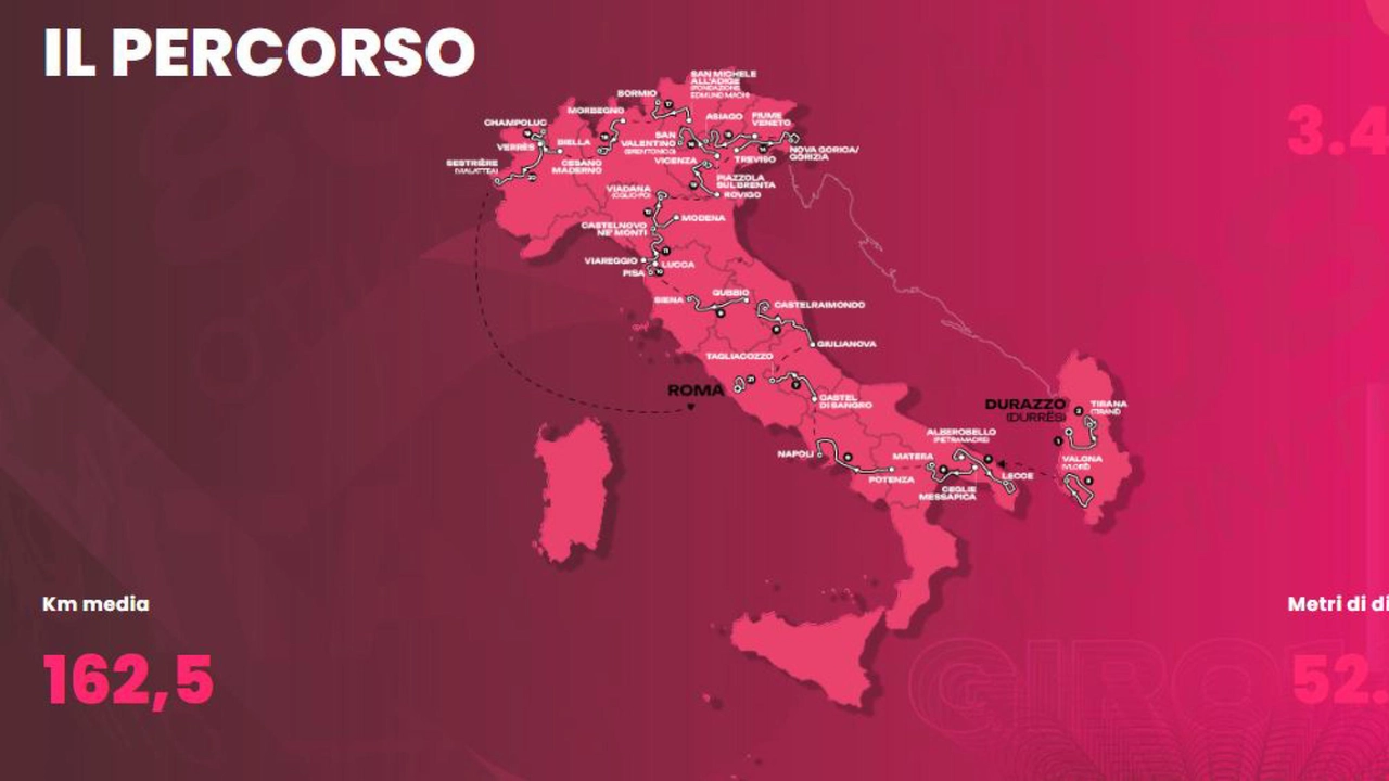 Il percorso ufficiale del Giro d’Italia